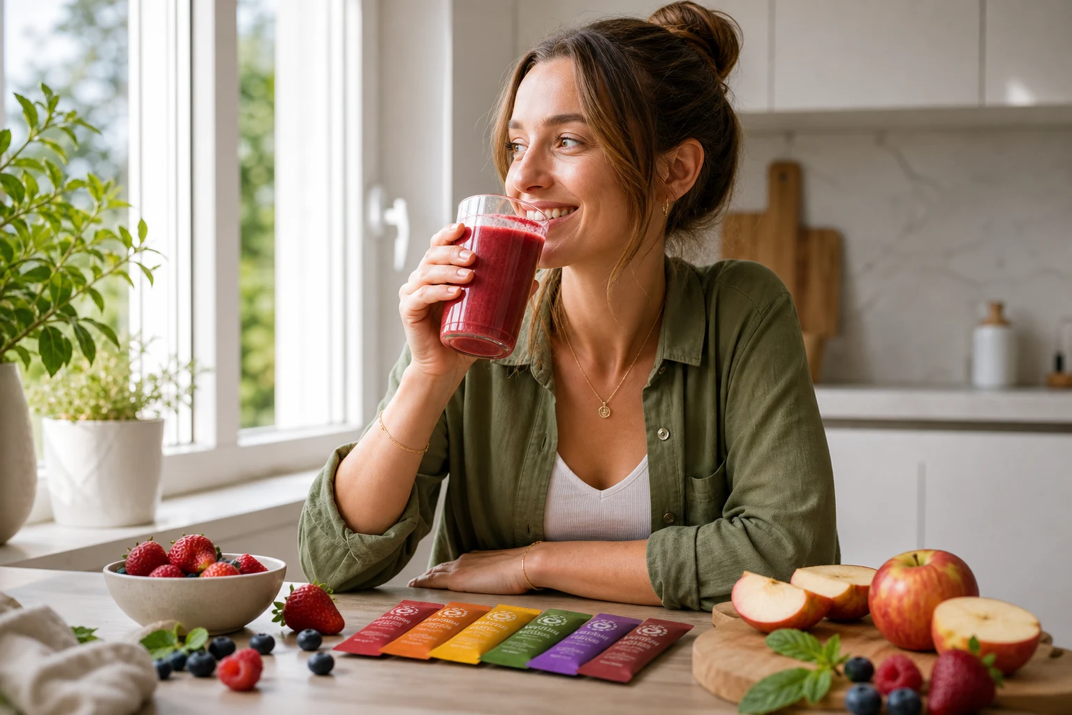 Personne savourant un smoothie VitaDry