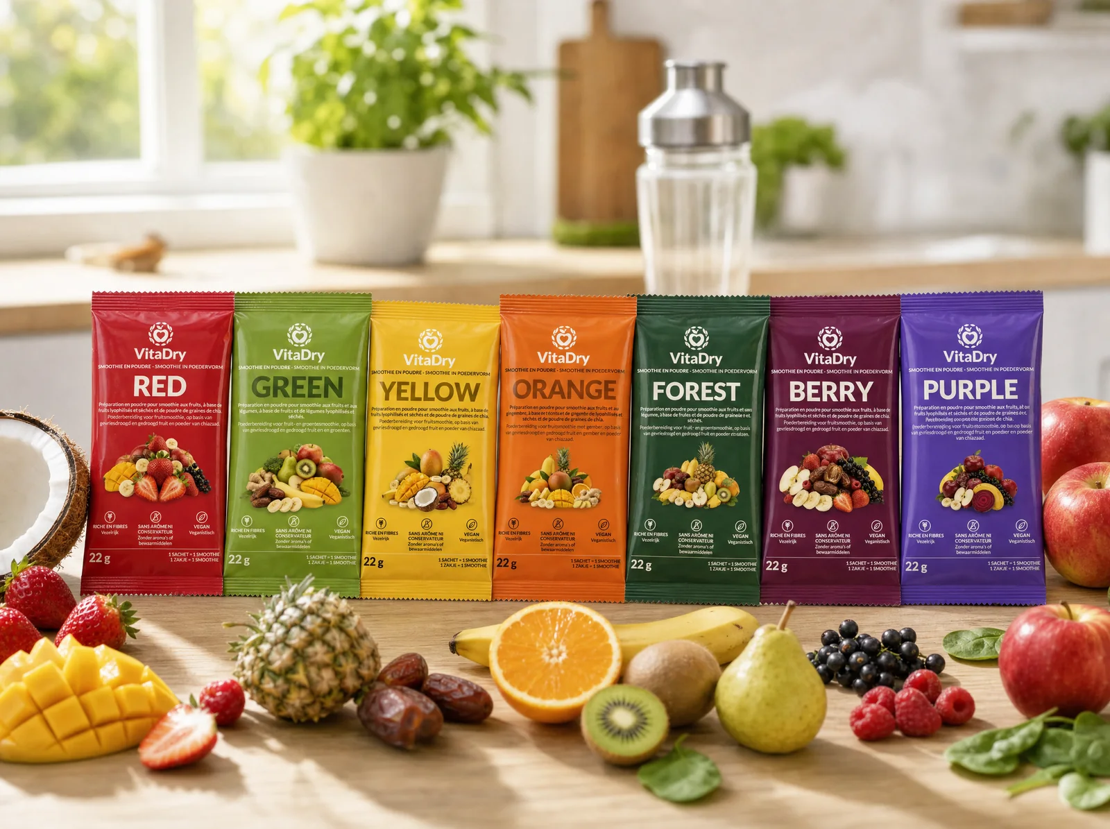 Les 7 saveurs VitaDry et leurs fruits